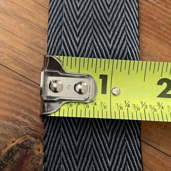 Roundtree & Yorke Black And Blue Chevron Stripes Suspenders Leather Loops - Picture 6 of 9